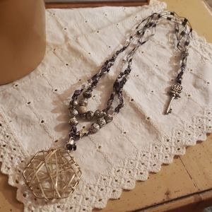 Unique Wire Pendant Bolo Beaded Necklace